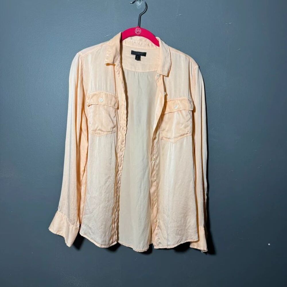 Peach silk button down j crew blouse in size 6
